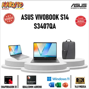 ASUS VIVOBOOK S14 S3407QA SNAPDRAGON X1 16GB 512GB W11+OHS+M365B 14.0WQXGA IPS 2.5K  Windows Laptop