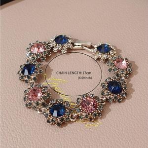 Gelang Bunga Zirkon, Berwarna-warni, Berlian Penuh, Indah, Barang Kemas Tangan mewah, Jualan Panas, Reka Bentuk Retro Artistik Mudah