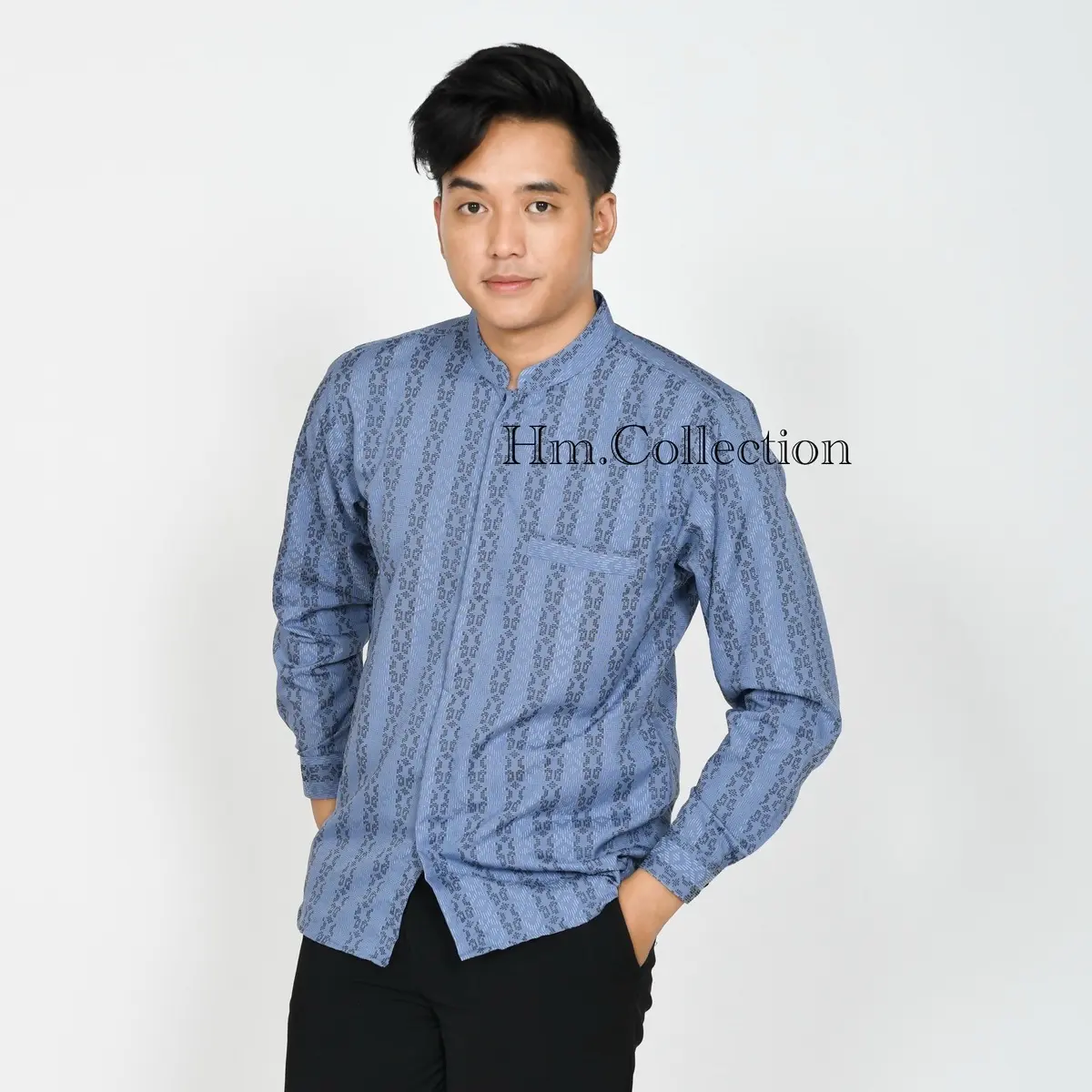 HM - Kemeja Saka - Baju kemeja koko pria dewasa terbaru lengan panjang katun doby motif songket timbul lengan Panjang  Atasan Muslim terbaru mewah elegan Nyaman kekinian mewah sultan. Kancing Formal