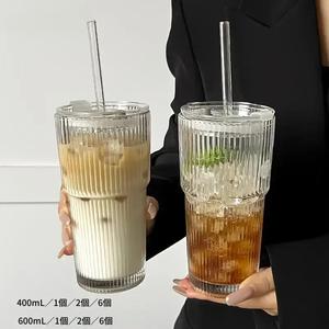 大容量 ストライプ タンブラー リッド付き 多用途 手の洗いのみ 再利用可能 タンブラー 冷たい飲み物、ジュース、コーヒーに最適 家庭、オフィス、お祝いに適したタンブラー