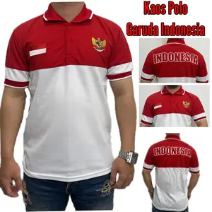Kaos Kerah Merah Putih / Baju Merah Putih Logo Garuda Indonesia / Polo Shirt Logo Bordir Garuda / Kaos 17 Agustus