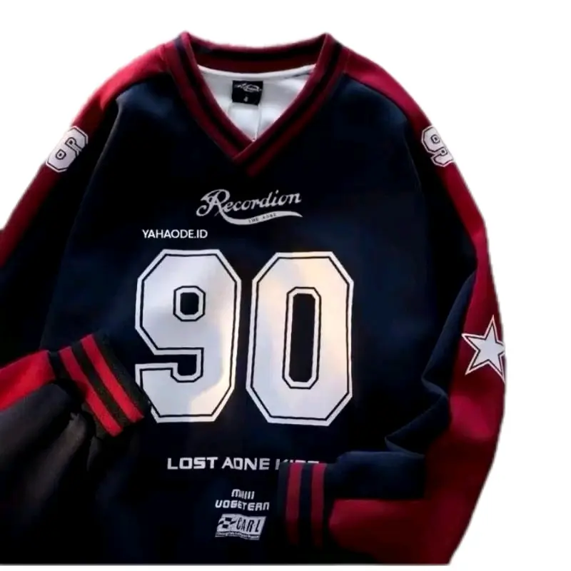 90 AMERICAN SWEATER OVERSIZE DESAIN ATASAN SWEATSHRT Baju Fleece Nyaman Panjang