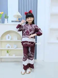 Stelan Baju Dan Celana Rayon Anak Perempuan Usia 3-9 Tahun