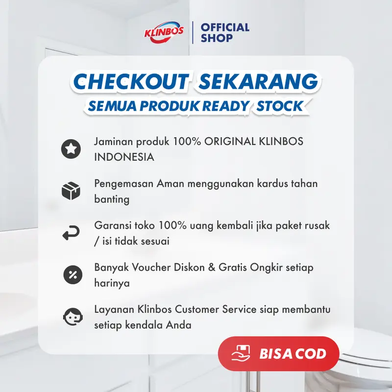 [PROMO STOK TERAKHIR] KLINBOS "KERAK KLOSET" - Pembersih Noda & Pembersih Kerak WC / Toilet / Kloset Cairan BIRU untuk Kerak Membandel Pada WC Dapat Tutup Merah Lancip 5