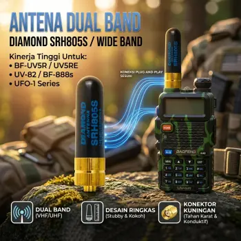 DIAMOND Antena Dual Band BAOFENG BF-UV5R BF-UV5RE UV-82 BF-888s UFO-1 - SRH805S