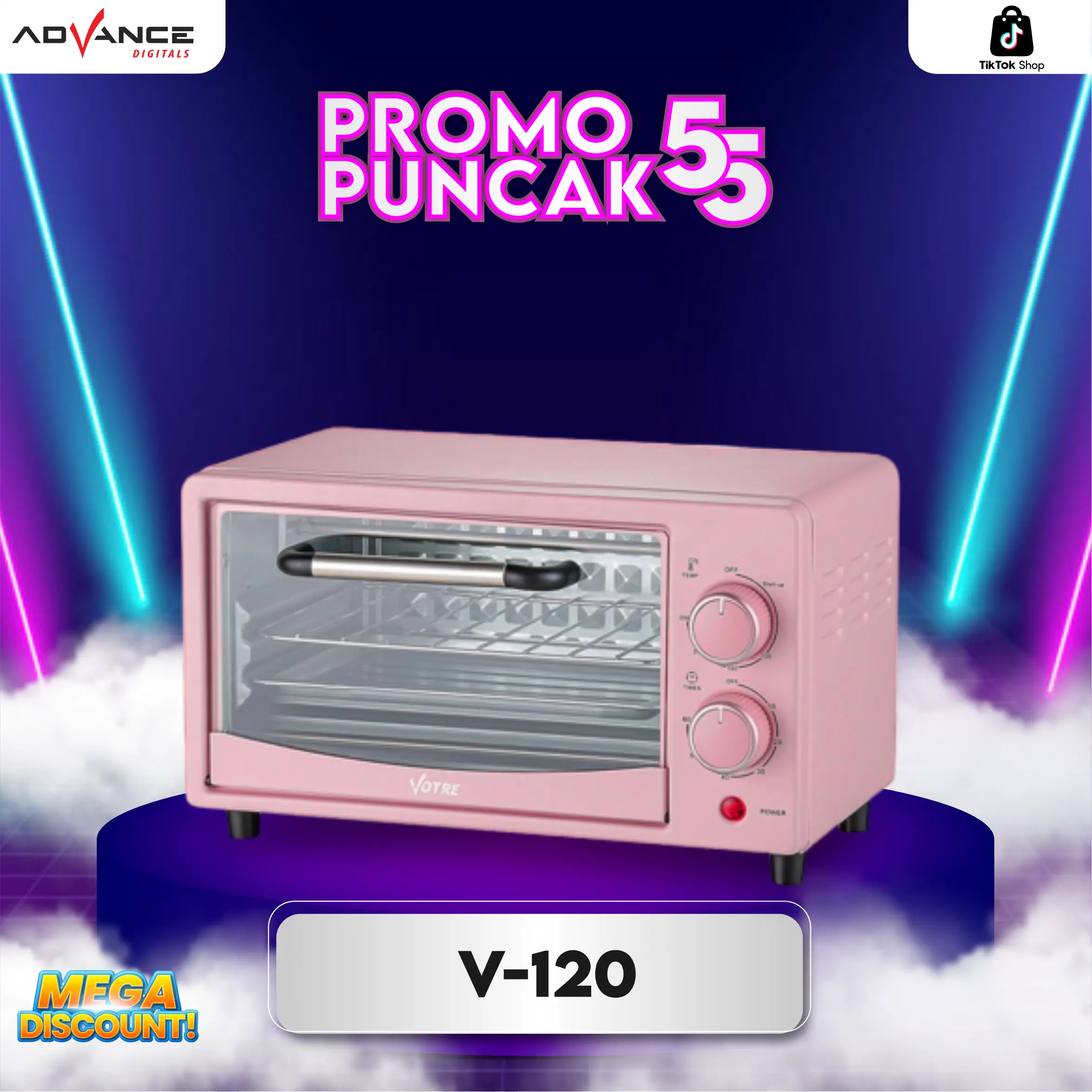{SHOPTOKOPEDIA.LIFESTYLE EXCLUSIVE}  Oven Listrik v-120 Mini 12 Lt Votre by Advance V120 Fungsi kontrol suhu waktu Roti Garansi Resmi 1 Tahun