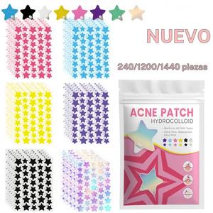 240/1200/1440 piezas parche hidrocoloide antiacné con forma de estrella en seis colores, invisible, delgado, transpirable y cómodo; pegatina cubridora para espinillas faciales; parche de cuidado de la piel lindo para mujeres y hombres