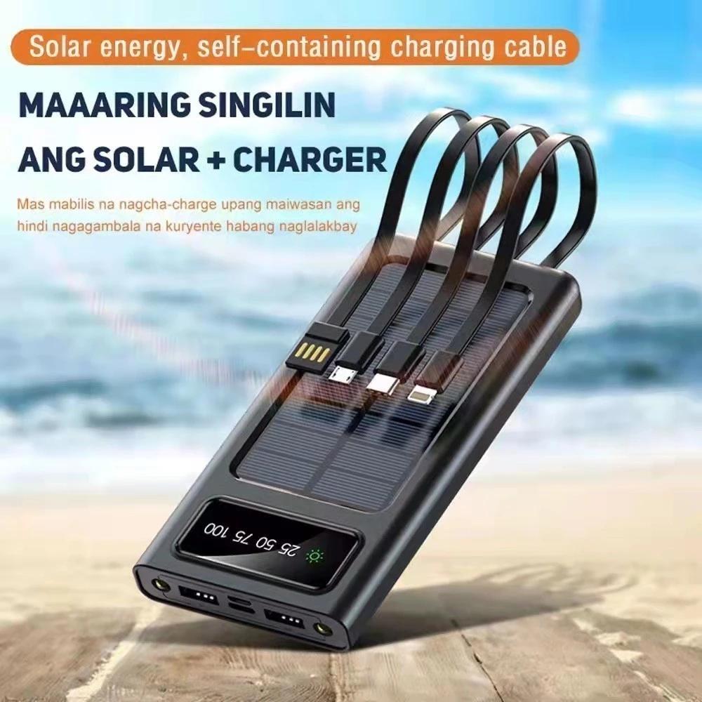 Maddox Powerbank Pengisian Daya Surya 50000mAh dengan 3 Port USB & 2 Flashlight LED Portabel untuk Ponsel & Tablet Android iOS