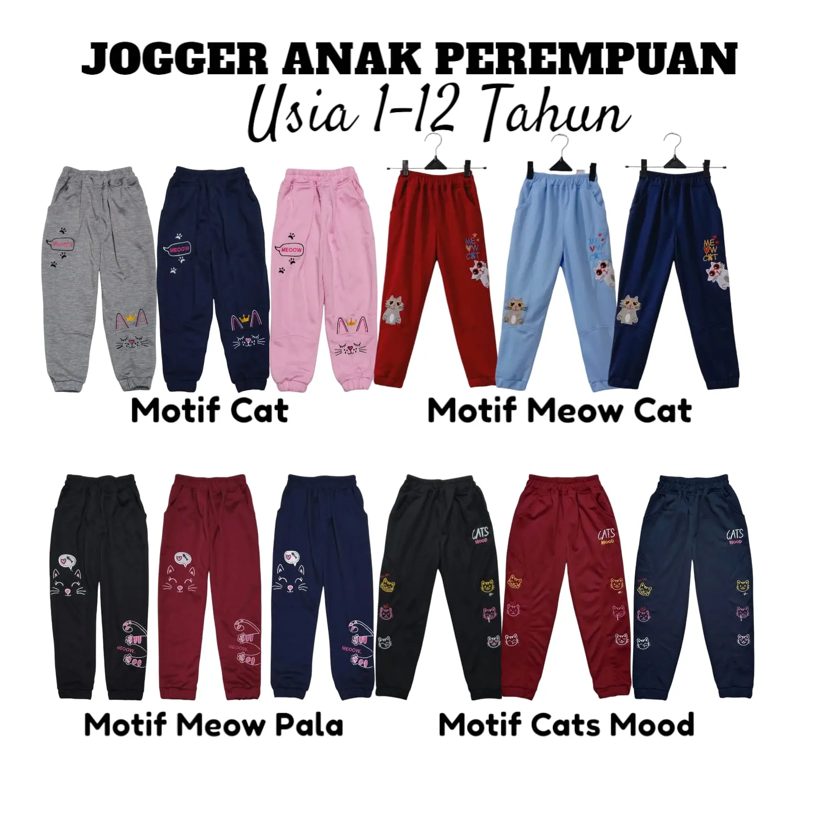 Celana Jogger Panjang Anak Perempuan Motif Cat Fashion - Bahan Baby Terry, Nyaman Dipakai