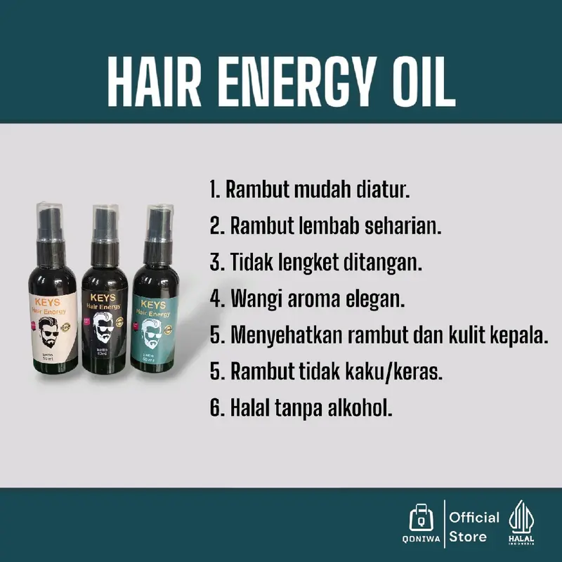 Minyak Rambut Keys Hair Energy / Styling Parfum dan Perawatan Rambut Extract Zaitun, Olive Oil dan Minyak Kemiri 1