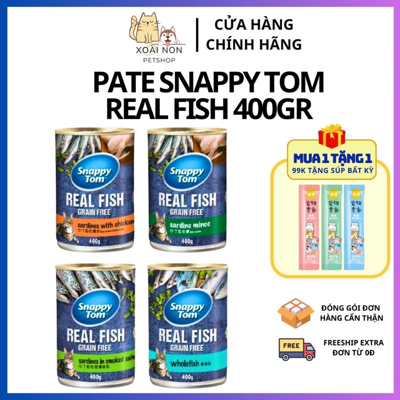  Snappy Tom Pate Lon Snappy Tom Real Fish 400Gram Đủ Vị Đạm Cao Giàu Dinh Dưỡng Cho Chó Mèo Grain Free Không Gluten Không Phụ Phần Bổ Sung Dầu Cá 
