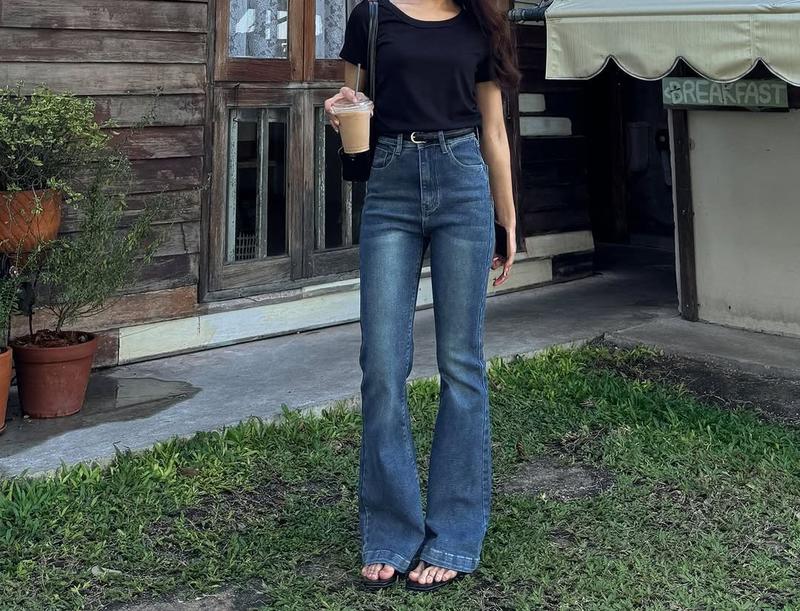 Highwaist Stretch Cutbray Pocket Jeans Hangout Celana Panjang Wanita Melar Nyaman 3