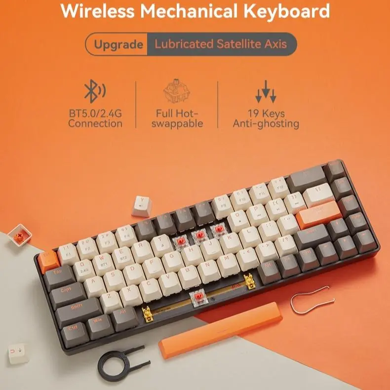 Ziyoulang K68 Wireless Mechanical Keyboard Bluetooth Dual Mode Hotswap Computer Ios Ipad Iphone Android Nirkabel Portable Indonesia aesthetics