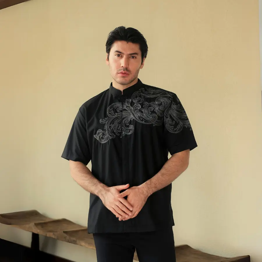 BASTOH Emran  Baju Koko Bordir Pria Dewasa Lengan Pendek