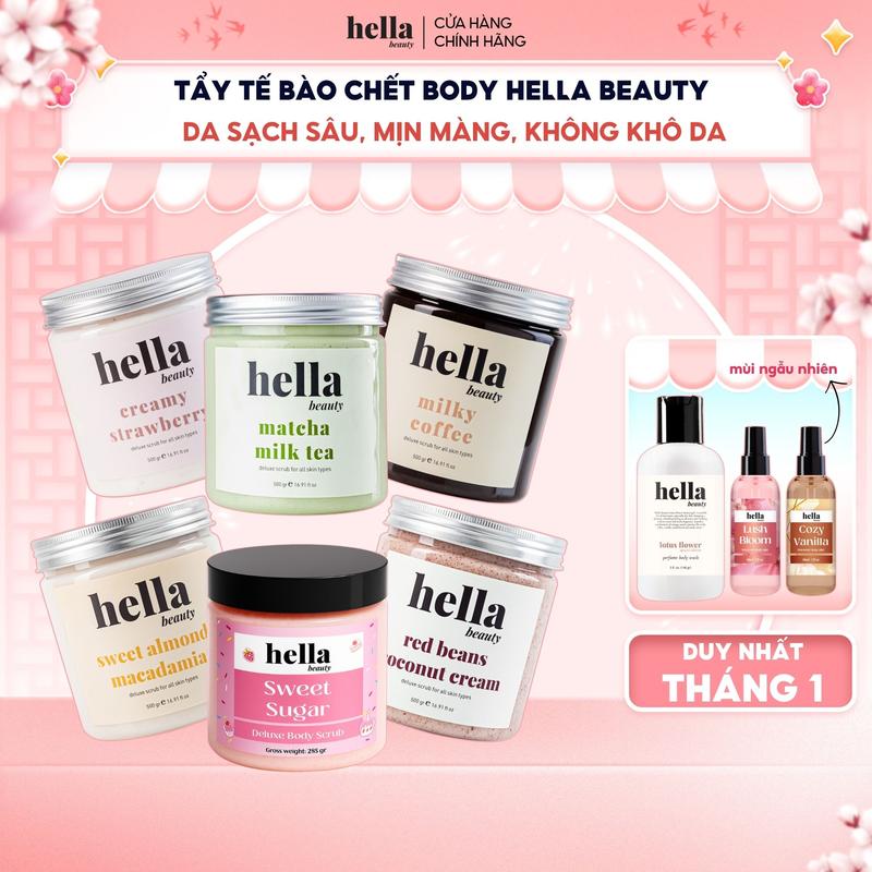  Tẩy tế bào chết body Hella Beauty giúp làm sạch sâu hỗ trợ dưỡng sáng da đều màu 