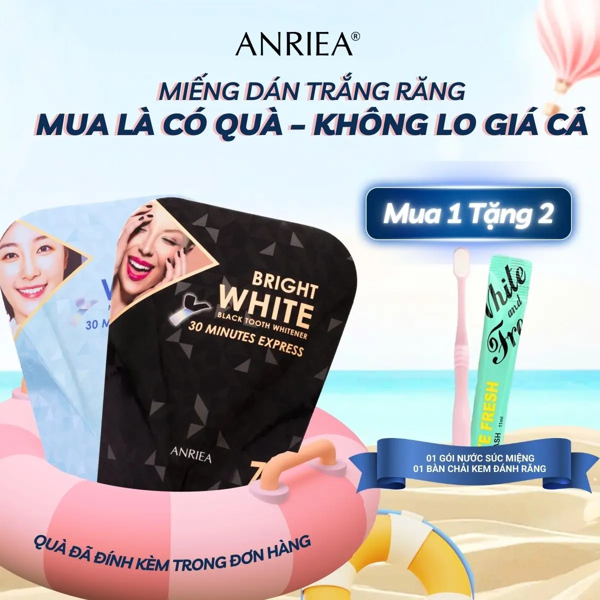 [QUÀ TẶNG HOT] Miếng Dán Hỗ Trợ Trắng Răng ANRIEA - Hộp 7 Miếng