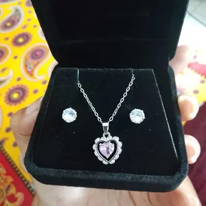 Mode Top Teratas - Set Kalung Dan Anting Titanium Silver Rose Amour Set