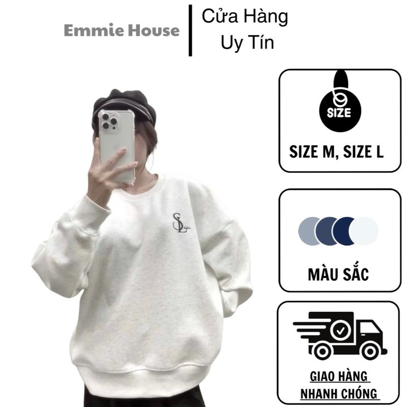 Áo Nỉ Sweater Chữ Thêu Nỉ 2 Da Hàn From Rộng Nam Nữ Nhiều Màu SW001 Cổ Tròn Cổ Tròn áo khoác hello kitty Women Hoodie Top áo sweater
