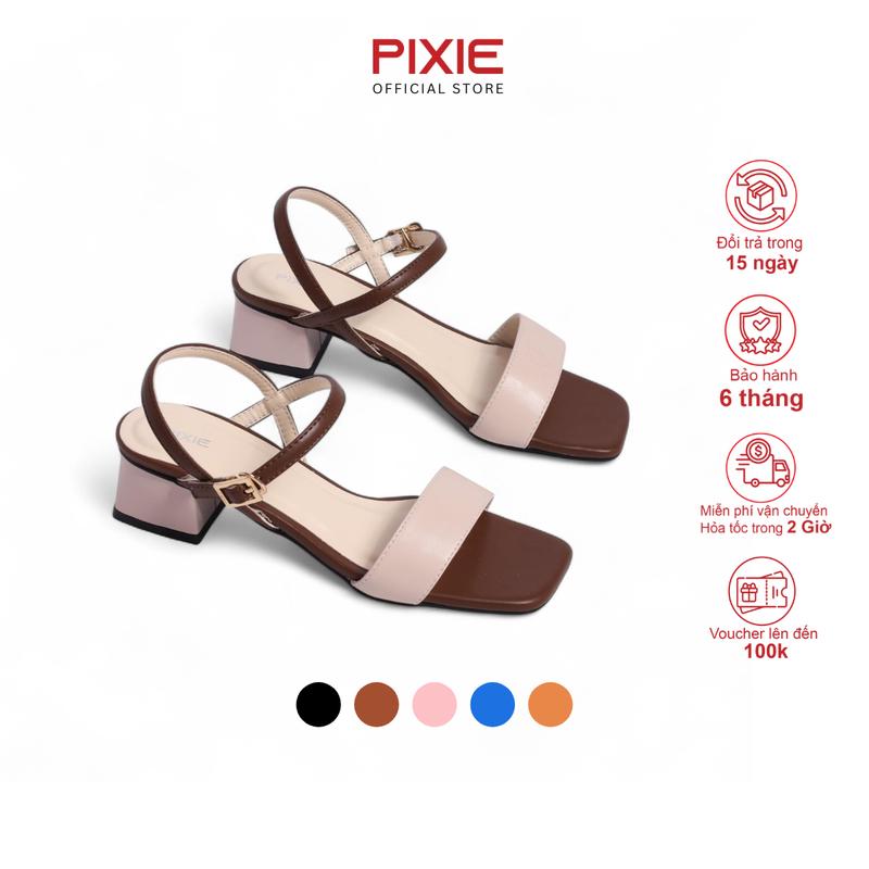 Giày Sandal Cao Gót Nữ 4cm Quai Ngang Pixie H315