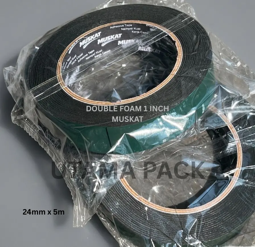 Double Tape Foam 1 Inch 24mm x 5m MUSKAT / Solasi Busa Bolak Balik Tebal Perkat Kuat
