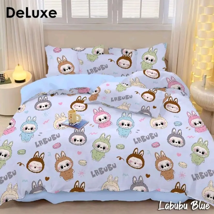 PROMO Sprei Labu labu Labubu Karakter Doraemon free 2 sarung bantal 1 sarung guling Motif Labulabu kuromi Keropi Hello Kitty King Size tahan pudar Springbed Lantai Karet
