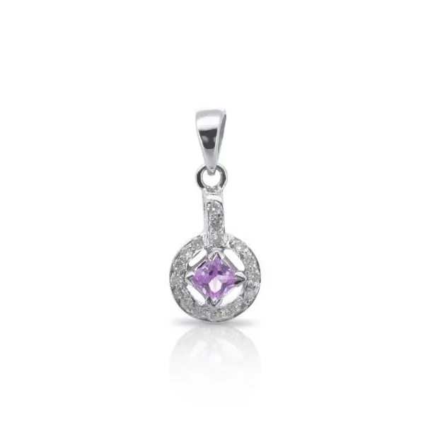 Pretty 0.10ct Sapphire Pendant with Side Diamonds in 18K White Gold - SP-WG-170238 (Chain not Included)