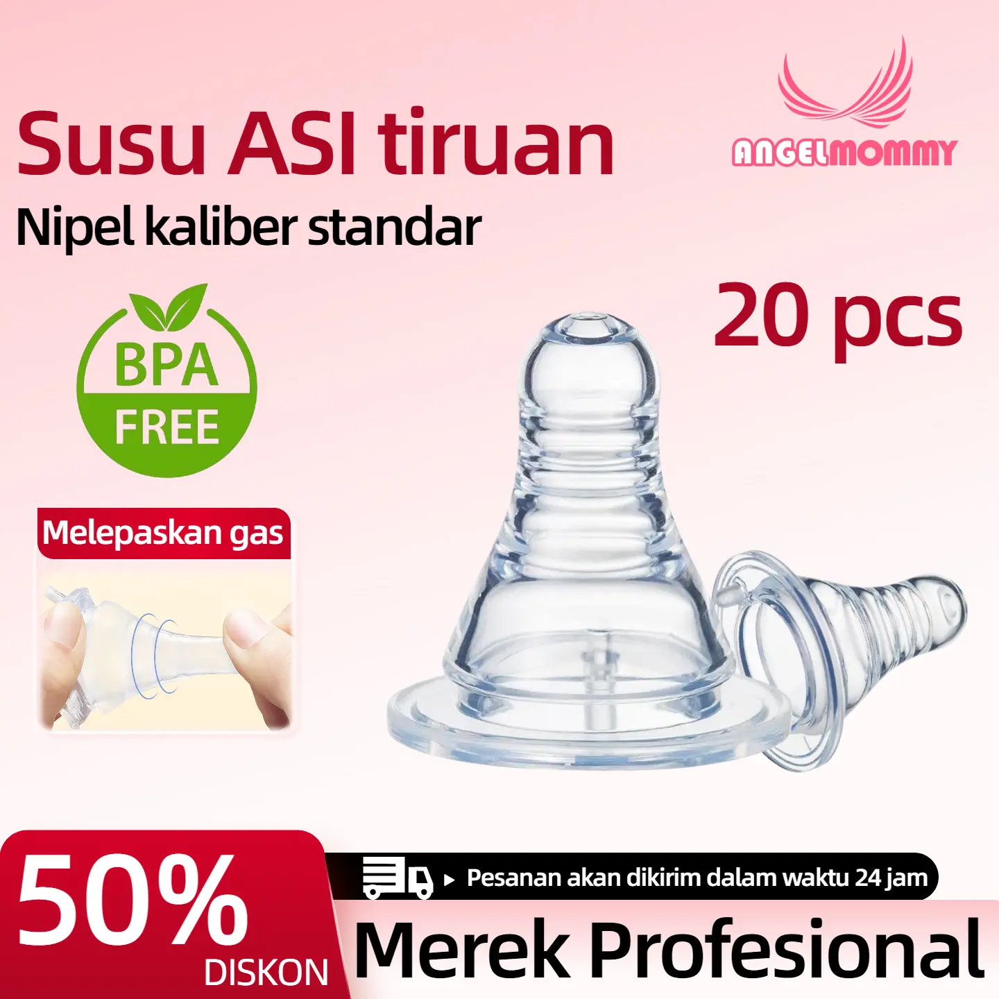 ANGEL MOMMY 20PCS Dot Bayi Peristaltic Slim Neck Nipple Murah Botol Susu Transparan Bebas BPA Silikon 3.7cm XNZ