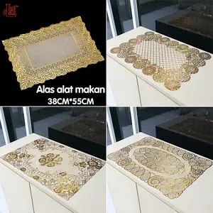 <COD> Loyal Bosque Taplak Meja  Tamu Oval Gold dan Silver Anti Air 38x55CM / Taplak Meja Bordir Taplak Meja Cutwork Random Gold/Silver / Baha -D4