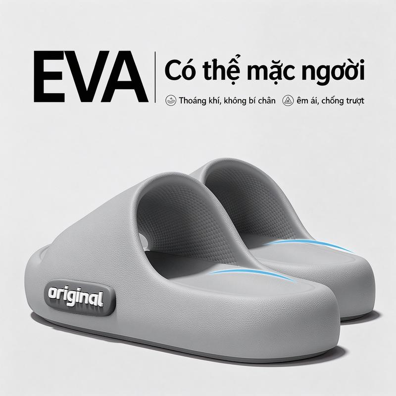 Dép EVA mẫu mới có nhãn bên, đế dày mềm mại cảm giác bước trên bông, chống trượt dùng tắm trong nhà, dép cho cặp đô