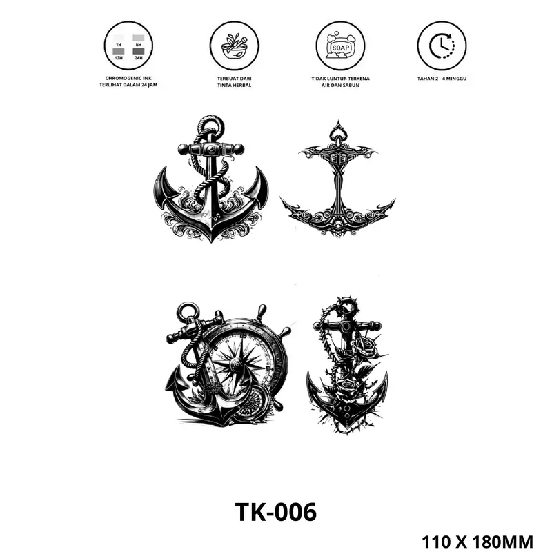 tato temporer premium semi permanen tattoo fruit ink tattoo jangkar temporary 0