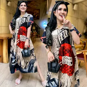 Daster jumbo kerah motif karakter sinchan busui bumil nyaman Ibu Hamil Rayon