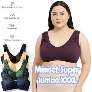 miniset super jumbo xxxl tampa busa full karet sekeliling untuk bumil dan busui bra spot Lembut top bh vintage