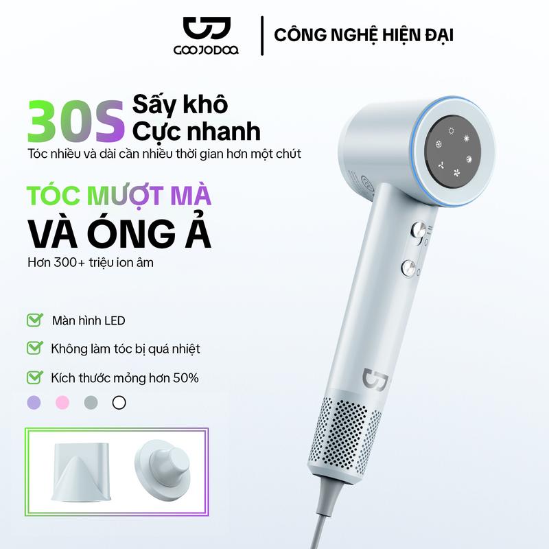 Máy sấy tóc tốc ion âm GOOJODOQ LED Màn hình pin, 4 cài đặt nhiệt ,2 phút nhanh khô,Máy sấy tóc du lịch nhẹ PHÙ HỢP LÀM QUÀ TẾT, QUÀ CHO NGƯỜI YÊU