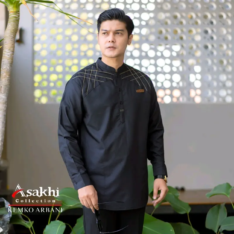 Baju koko Atasan Motif Arbani Lengan Panjang Original Asakhi Collection Pria Dewasa Kemko Kurta Katun Toyobo Coksu 1