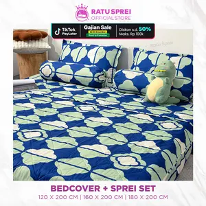 RATU - Set Bedcover Sprei Sarung Bantal Guling Microtex Estetik Anti Allergic Anti Bacteria (1xxx) [12]