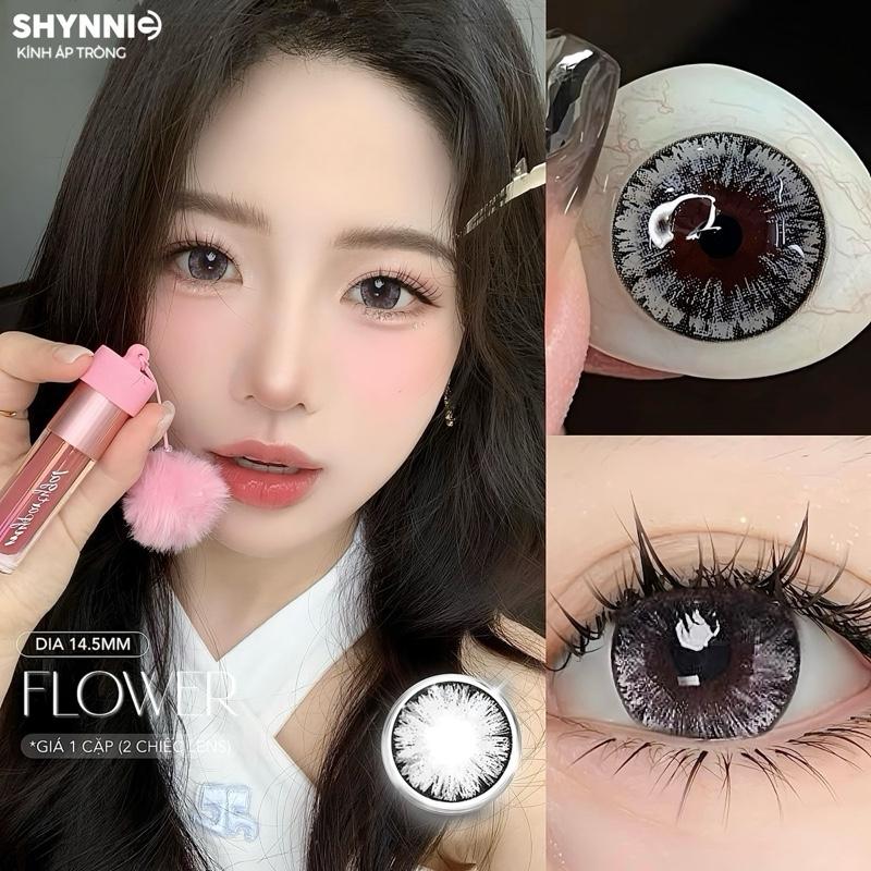 CẬN 0-6 ĐỘ 1 CẶP LENS màu GRAY xám mắt mèo vân hoa trong mắt giãn to 14.5mm - SHYNNIE LENS vân đá hoa long lanh phù hợp mang đi tiêc kinhap vân đá girl phố