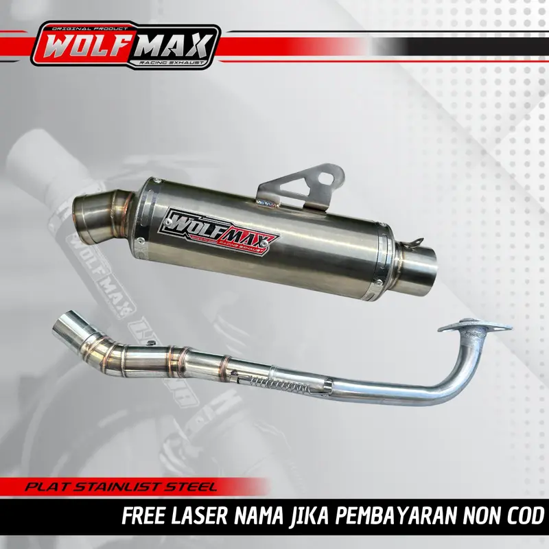 Knalpot B2 set Motor Matic Original Wolfmax  Gratis Laser 4