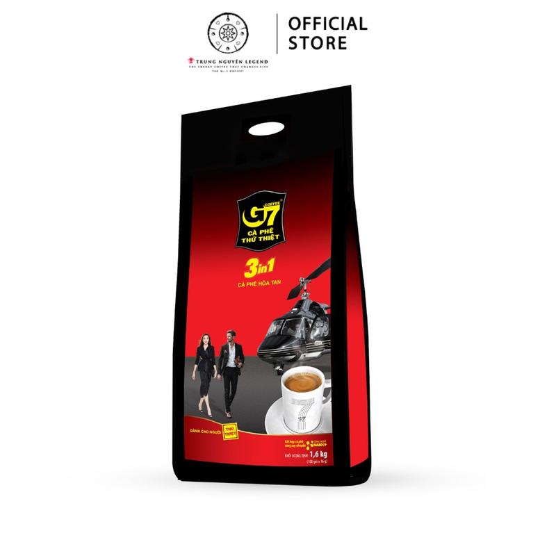 Trung Nguyên Legend Coffee Cà phê hòa tan G7 3in1 - sticks 16gr dài Cafe cà phê 3 trong 1 sữa bịch 100 gói