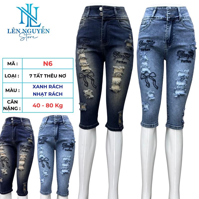 N6 Len Nguyen Store Quần Jean Bò Nữ Ngố 7 Tất Dài 60-63cm Màu Xanh Size 40kg-80kg Thiết Kế Lưng Cao 2 Nút Co Giãn Mền Mịn Bigsize Hotgirl Skinny Ống Ôm Phong Cách Năng Động Trẻ Trung Tự Tin Dễ Phối Đồ. Women Pants Denim