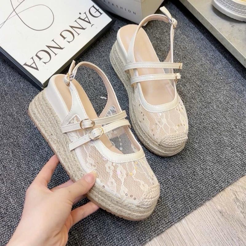 [Quảng châu] Xăng đan xuồng cói nữ 7cm new 2025 quảng châu (full box) êm nhẹ