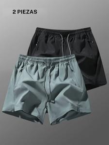 Shorts para hombre de color sólido con bolsillo y cierre lateral, cómodos y transpirables de tela para entrenamientos en el gimnasio, corte casual de verano para estilo activo