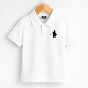 FIZZGE Kaos Polo Anak Unisex Putih Adem Nyaman COD Kuda 100% Soft PE Pique Premium Reguler Fit Sablon DTF untuk Anak Laki-Laki & Perempuan