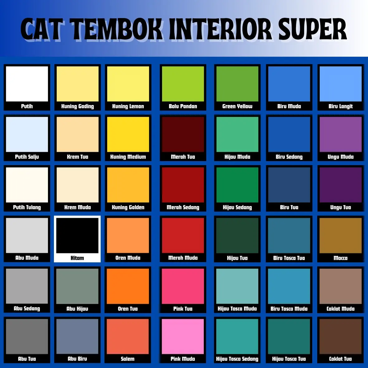 Cat Tembok Kiloan 1kg Interior | Indoor Super - Murah Berkualitas Anti Ngapur Banyak Varian Warna