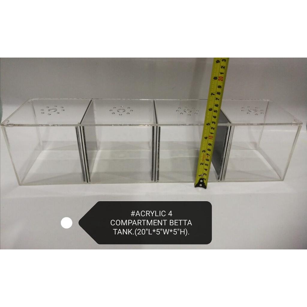Acrylic 4Compartment Divider Tank Fish Aquarium Ikan Akuarium