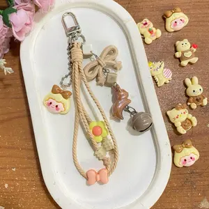 Dinova Store Bag Charm Gantungan Tas Keychain Mix Model Warna Warni Unik Fleksibel Versatile dengan Desain Unik dan Webbing Transparent Red Ikat Rumbai Pita Tali