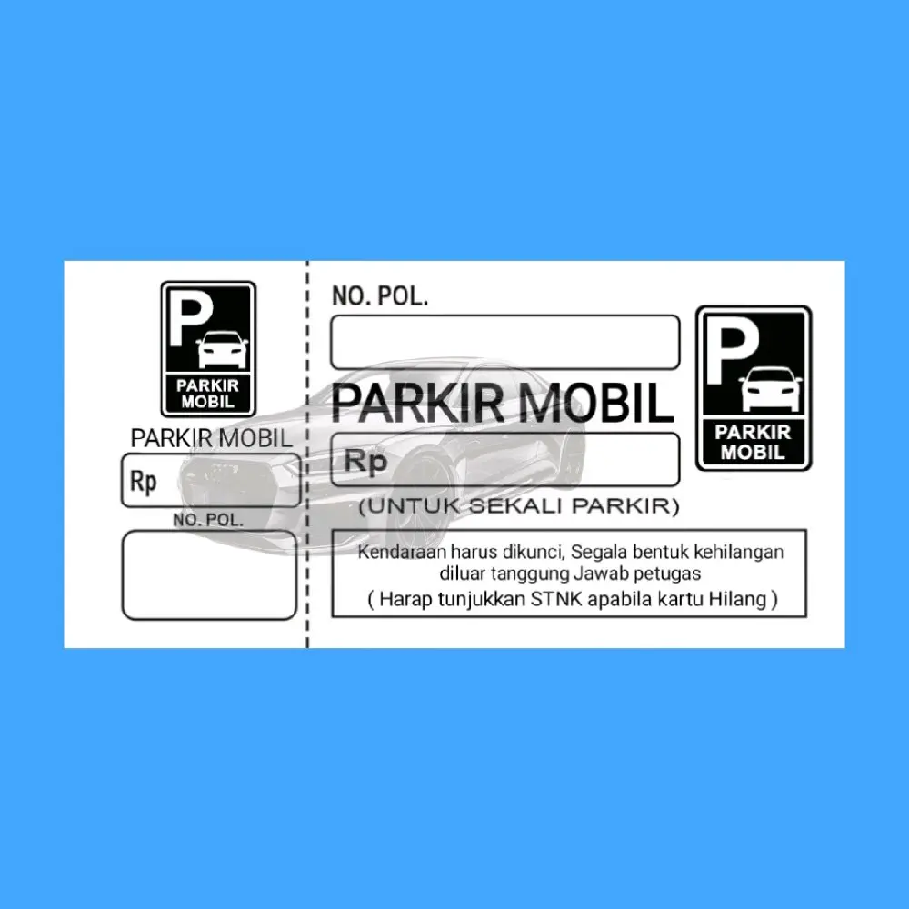 Karcis parkir mobil 100 lembar # karcis parkir 15 x 7 cm