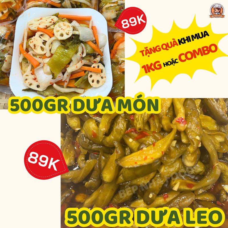 COMBO TIẾT KIỆM 500GR DƯA MÓN NGŨ SẮC + 500GR DƯA LEO ĐÈO NGÂM TRỘN SẴN ĂN LIỀN ĐƯỢC ĂN CHAY ĐƯỢC - BẾP NHÀ FOODS