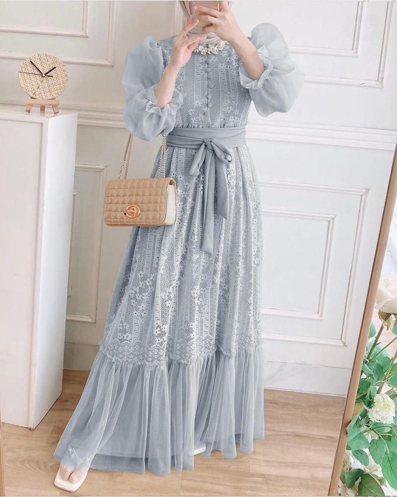 Product Introduction of TP89 Dres Gamis inana 89z4 maxi cantik full brukat lapis furing Muslim Organza Nyaman Wanita Tile 10