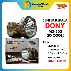 SENTER KEPALA DONY MS-305 SO COOL 25 WATT FREE TRIPOD WATERPROOF TAHAN LAMA PUTIH DAN KUNING 5600MAH