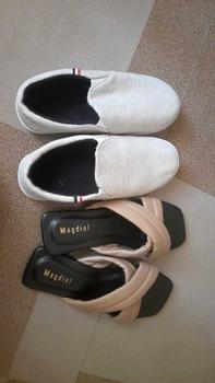 Product Review of flaggy - sepatu wanita slip on model terbaru 2024 warna krem dan hitam ukuran 37-40 from h**p 0